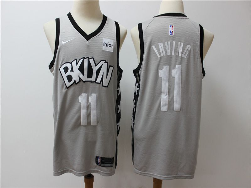 Men Brooklyn Nets 11 Irving Grey City Edition Game Nike NBA Jerseys